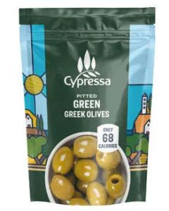 CYPRESSA GREEN GREEK OLIVES ON OLIVE OIL 12 X 50G