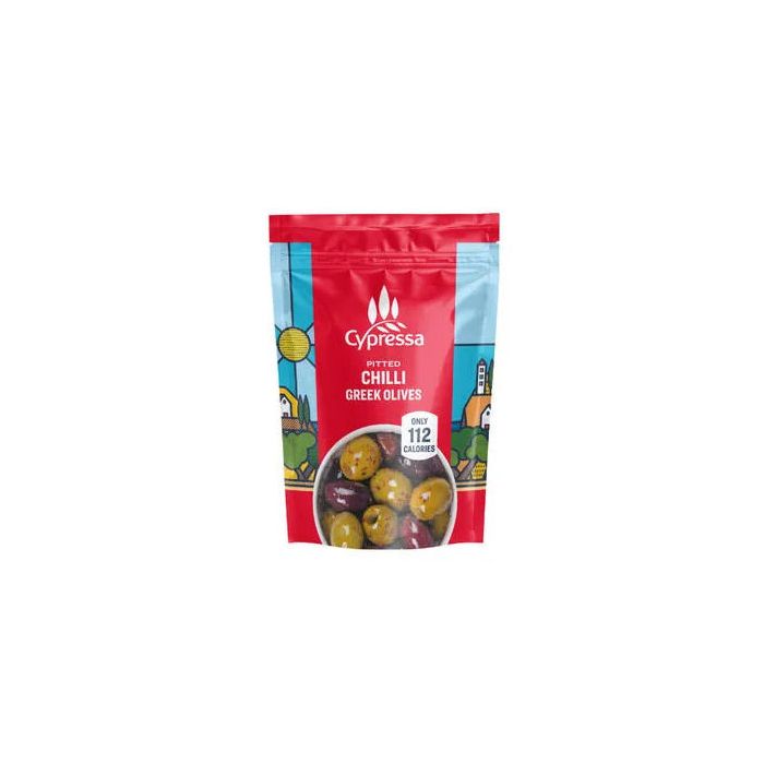 CYPRESSA PITTED CHILLI GREEK OLIVES 12 X 50G